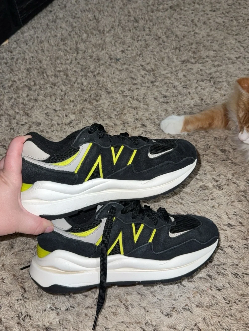 New Balance Black & Neon Yellow Low-Top Sneakers 57/40